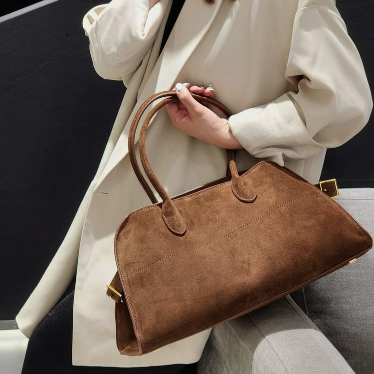 質感真皮|磨砂皮包款2024年秋季新款大容量托特包真皮百搭通勤單肩手提包女「3603-1」24.10-1