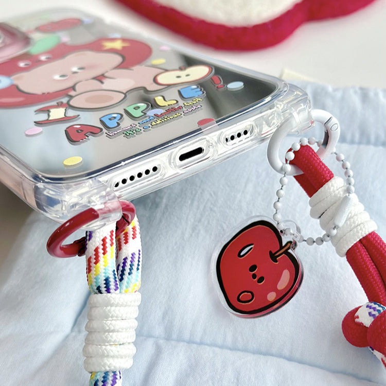 手機殼|iPhone15pro適用13promax掛繩鏡面殼蘋果14手機殼12卡通11「LR0826」24.07