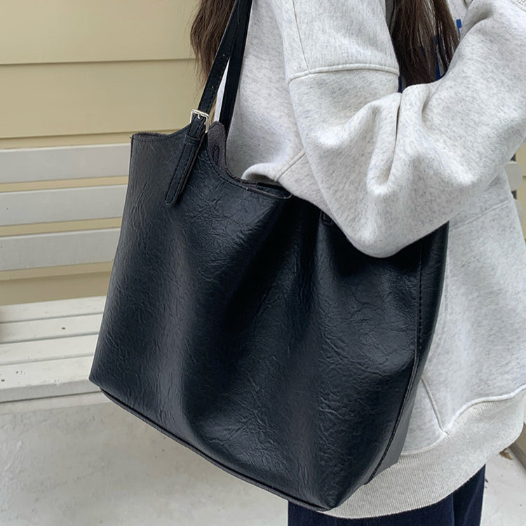 日韓流行|復古大容量包女包2024新款潮韓版百搭托特包時尚單肩上班通勤包「D8933」24.11-2