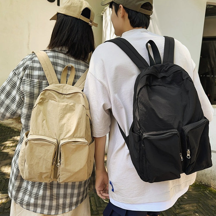 致青春 | 新款輕便尼龍雙肩包布包原宿風大學生書包女夏背包雙口袋背包「9676-130」24.06-3