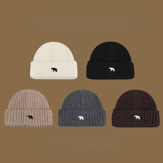 流行帽子|北極熊破洞毛線帽女秋冬加厚保暖粗線毛線帽學生情侶騎行防寒冷帽「C4864」24.12-1