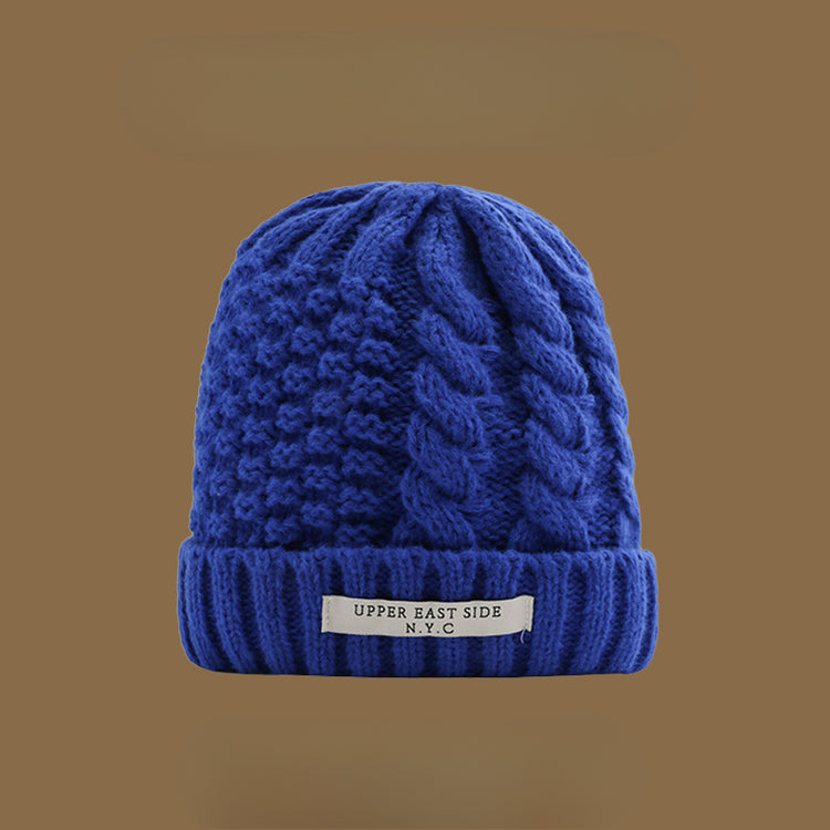流行帽子|麻花針織帽冬天韓版百搭保暖護耳毛線帽防寒套頭帽NYC字母帽子女「C1431」25.01-1