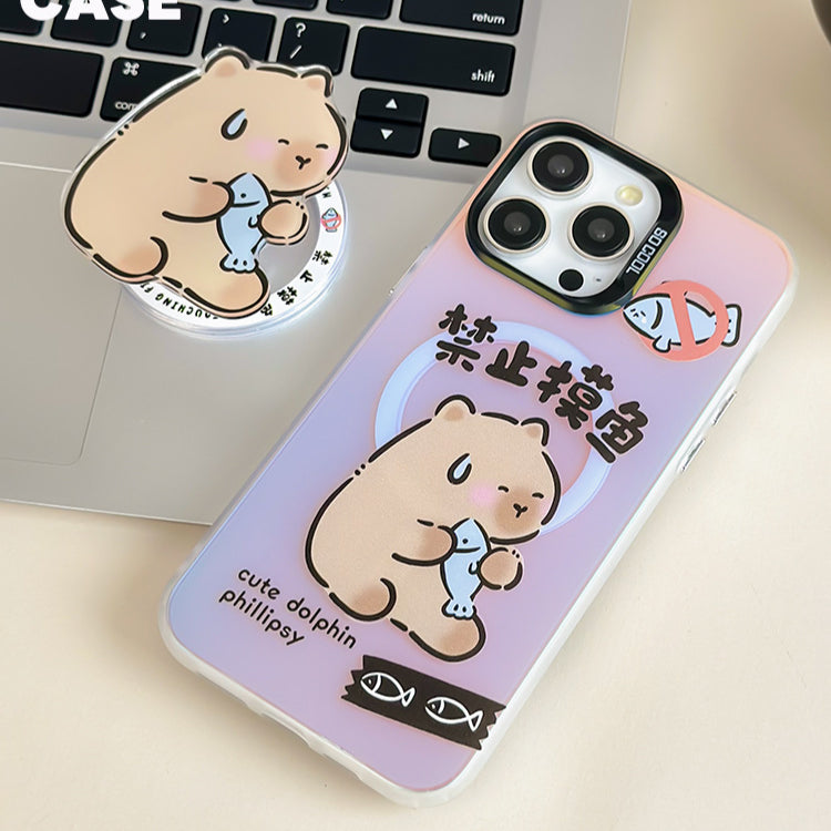 手機殼|蘋果15Pro手機殼iPhone14適用mate60支架華為P70磁吸磨砂鐳射「LR0867」24.07
