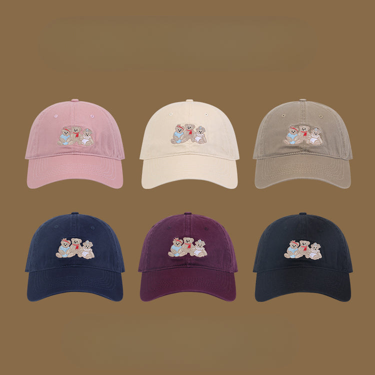 流行帽子|帽子春夏小熊刺繡棒球帽高級感四季百搭遮陽帽韓版休閒可愛鴨舌帽「C4914」25.02-1