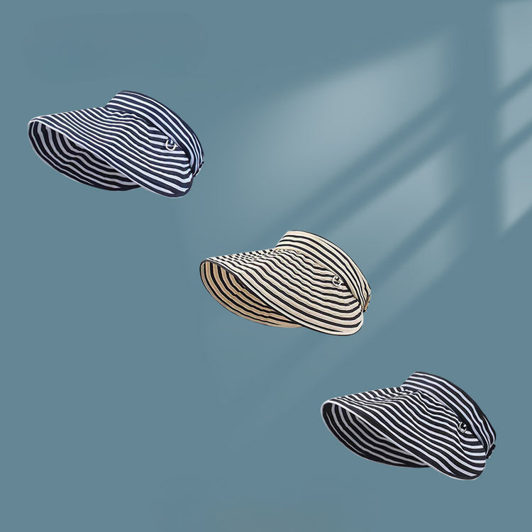 流行帽子|條紋空頂帽子女春夏防曬無頂可折疊太陽帽防紫外線遮陽戶外蛋捲帽「C5236」25.05-1