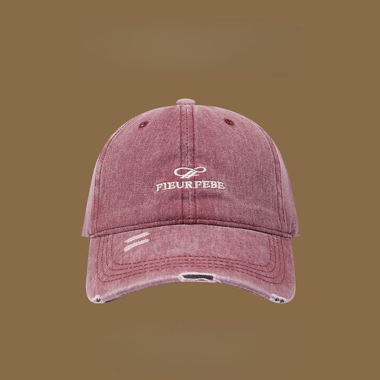 流行帽子|水洗破洞棒球帽簡約高品質百搭時尚顯臉小遮陽帽刺繡字母鴨舌帽男「C4891」25.01-1