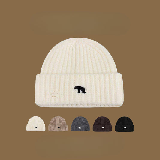 流行帽子|北極熊破洞毛線帽女秋冬加厚保暖粗線毛線帽學生情侶騎行防寒冷帽「C4864」24.12-1