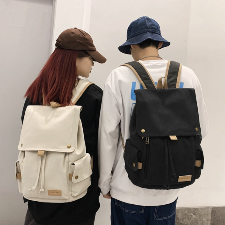 致青春|工裝風雙肩包女日韓時尚休閒背包潮流中大學生復古帆布學生書包「1059-138」25.04-1