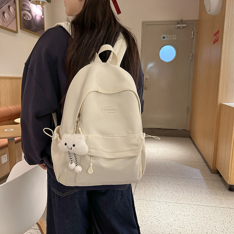 致青春|跨境簡約雙肩包少女森系純色百搭背包大容量質感初高大學生書包「9091-127」24.12-3