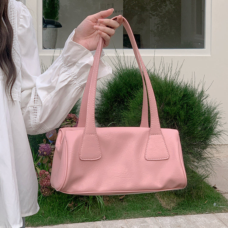 日韓流行|包包女款2025春夏韓國ins腋下法國棍包百搭通勤粉色休閒手提單肩包「L8943」25.04-1