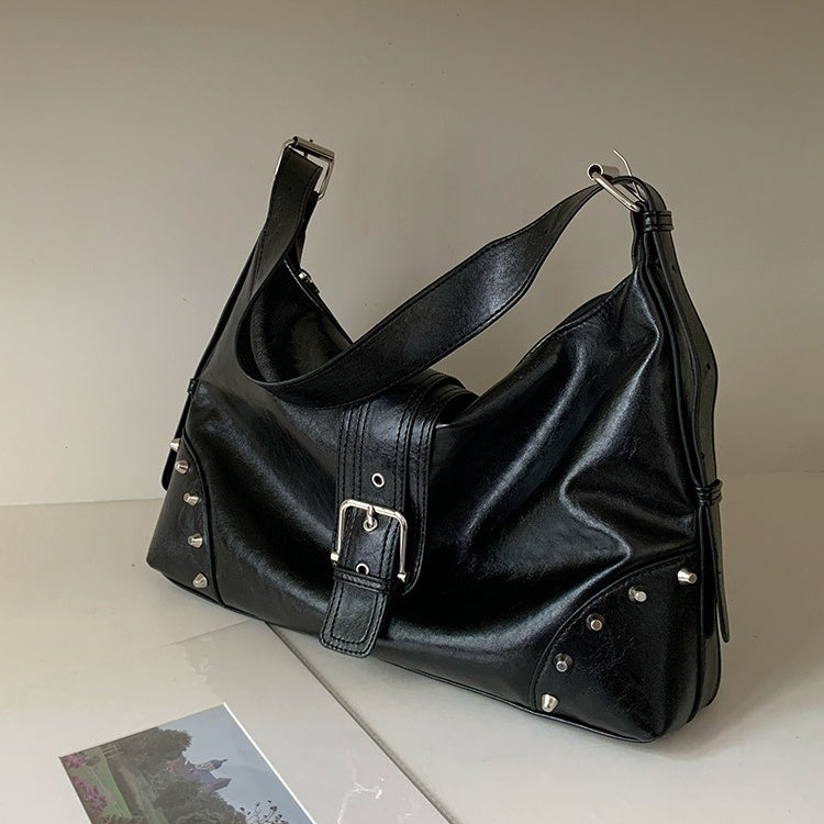 日韓流行|小眾通勤百搭復古高級感鉚釘腋下包2025新款百搭手提單肩斜挎包「D9046」25.11-4