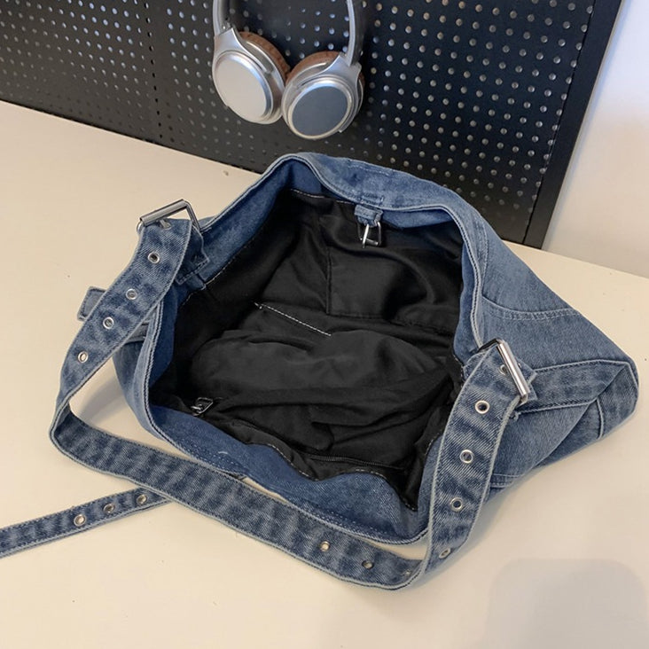 致青春|包包女包新款韓版復古帆布包水洗牛仔女包大容量購物袋單肩包「8182-370」24.04-2