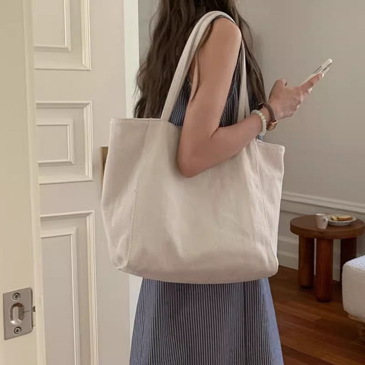 日韓流行|大容量韓版包包女斜紋帆布通勤單肩手提休閒女包簡約慵懶購物袋「9436#」24.07-3