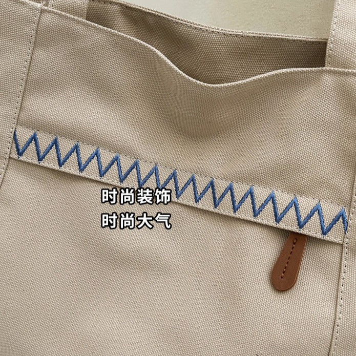 致青春|簡約手提帆布包包女2025秋冬新款百搭刺繡手拎布包學生單肩斜挎包「1805-125」25.09-5