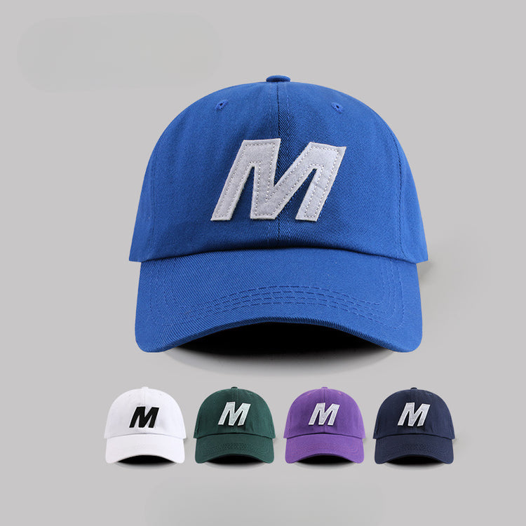 流行帽子|帽子女韓國ins同款M字母休閒棒球帽百搭顯臉小情侶彎檐鴨舌帽潮男「C4028」25.04-2