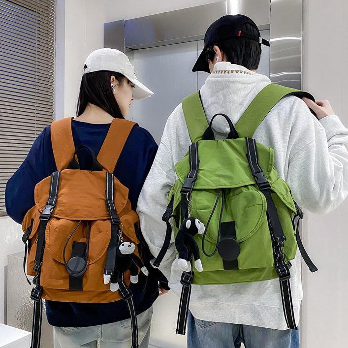致青春|戶外大容量輕便雙肩包男女通用抽繩翻蓋背包休閒旅行登山健行背包「643-138」24.12-4