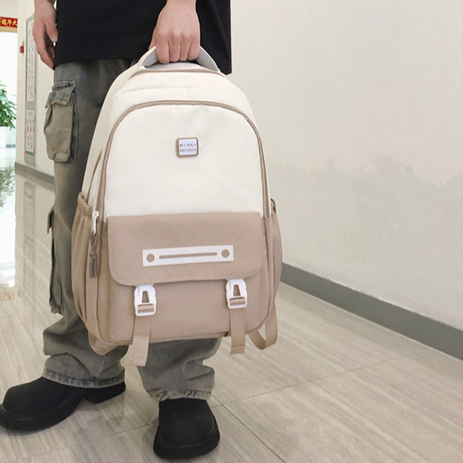 致青春|雙肩包男士簡約大容量電腦旅行背包韓版翻蓋大學生情侶雙肩包「543-133」24.09-2