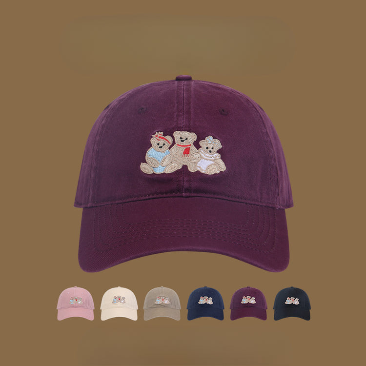 流行帽子|帽子春夏小熊刺繡棒球帽高級感四季百搭遮陽帽韓版休閒可愛鴨舌帽「C4914」25.02-1