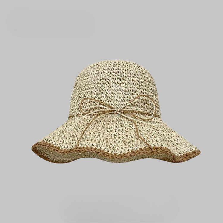 流行帽子|帽子女新款夏天海邊沙灘度假草帽編織透氣防曬漁夫帽遮陽太陽帽潮「C4138A」25.03-3