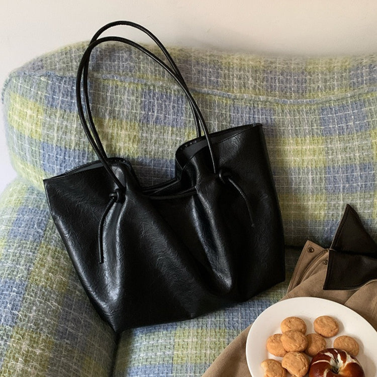 日韓流行|秋冬復古咖色綁帶托特包女士2025簡約大容量通勤單肩包時尚手提包「L9045」25.11-1