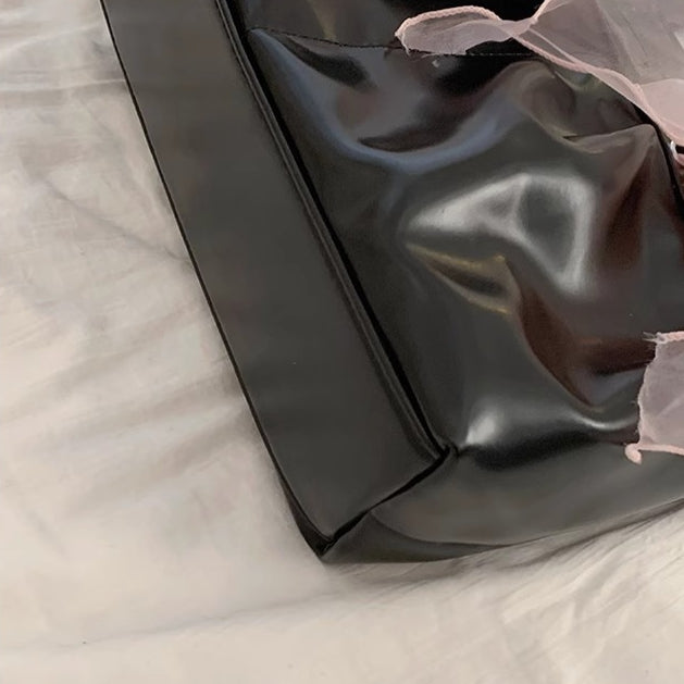 日韓流行|韓國小眾設計蝴蝶結大容量單肩包女士2025新款潮時尚托特包腋下包「9529#」25.02-3