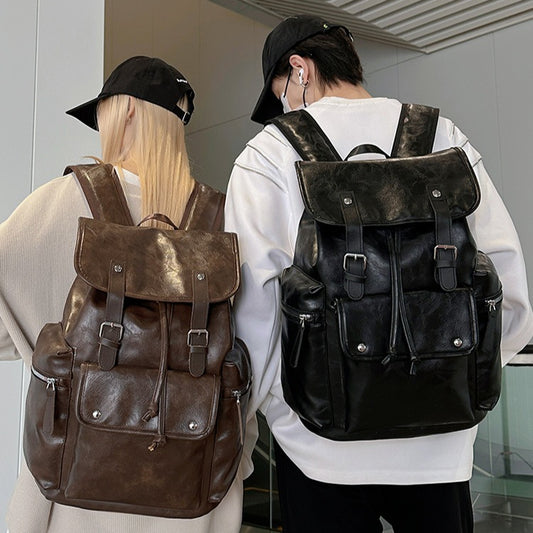 致青春|韓版PU雙肩包男防潑水情侶休閒旅行背包出差通勤商務質感雙肩包「5619-138」25.10-4