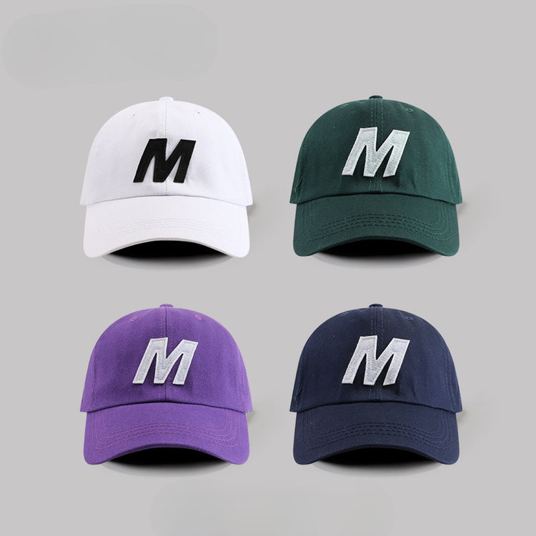 流行帽子|帽子女韓國ins同款M字母休閒棒球帽百搭顯臉小情侶彎檐鴨舌帽潮男「C4028」25.04-2