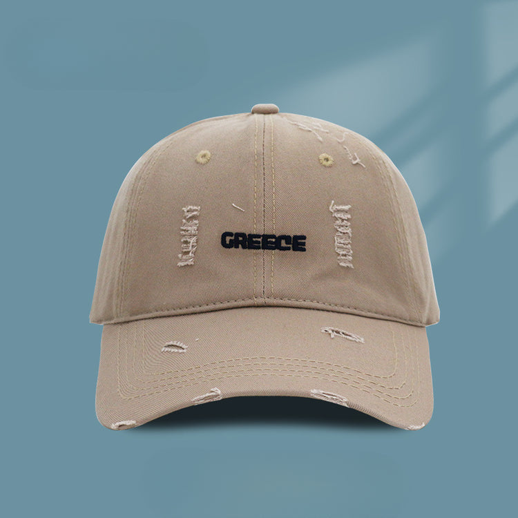 流行帽子|新款破洞字母帽子女情侶百搭鴨舌帽時尚個性刺繡棒球帽男顯臉小潮「C3830A」25.04-4