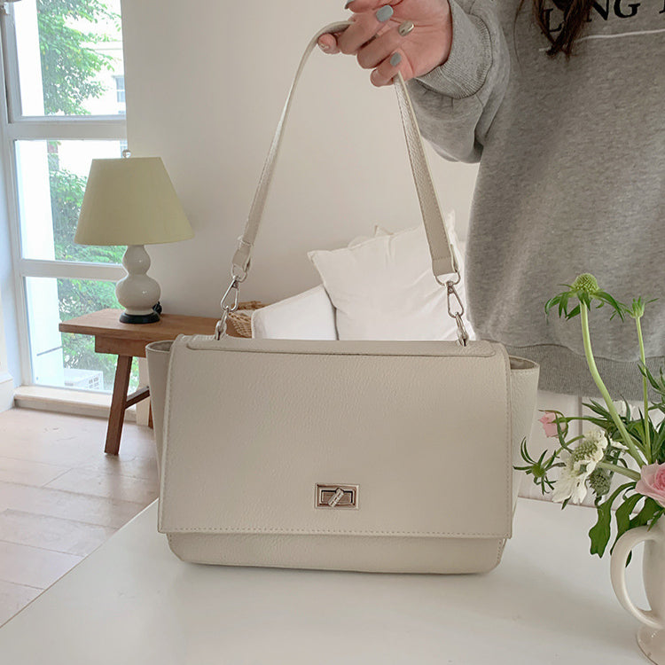 日韓流行|2025年新韓版春夏新款大容量托特包翻蓋鎖扣單肩包休閒通勤斜跨包「9601#」25.05-2