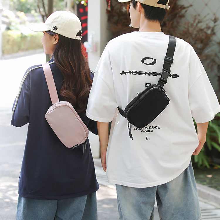 致青春|胸包2024秋季新款尼龍布腰包橫款單肩包跨境風潮休閒男女斜挎小包「302-113」24.09-3