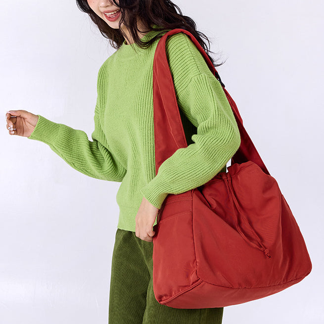 致青春|大容量質感包包女休閒旅行單肩包輕便簡約百搭抽繩斜挎托特包「6180-130」25.09-2