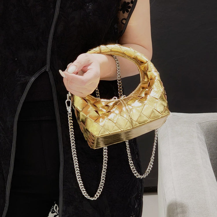 質感真皮|2024新牛皮手腕真皮便當訂製編織女包潮流歐美手柄單肩斜挎包「3328」24.04-4