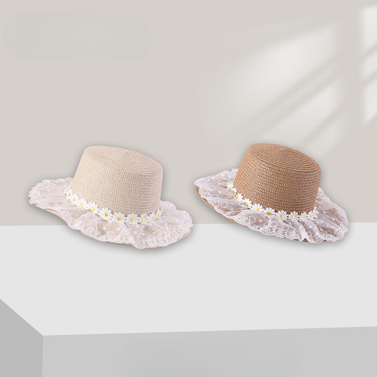 流行帽子|夏季新款蕾絲帽子女戶外防紫外線草帽沙灘防曬遮陽太陽帽潮漁夫帽「C5276」25.05-3