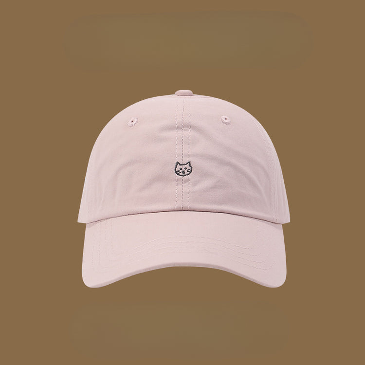 流行帽子|帽子女鴨舌帽春夏高級感遮陽帽貓咪刺繡可愛學生鴨舌帽顯臉小男潮「C4917」25.02-1