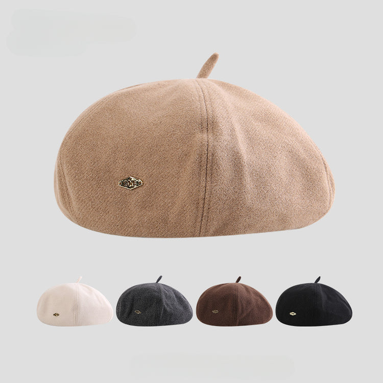 流行帽子|2025秋季新款毛呢貝雷帽女顯臉小百搭休閒畫家帽復古英倫風八角帽「C5489」25.08-3