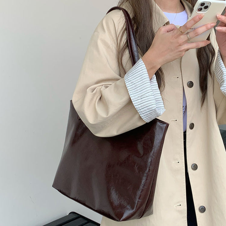 日韓流行|托特包女大容量包2024新大學生上課上班通勤包百搭單肩包女包「F8915」24.10-2