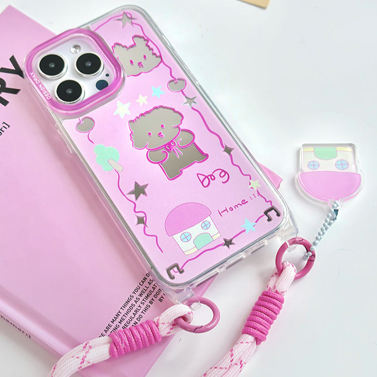 手機殼|蘋果13手機殼iPhone15pro適用12/13promax卡通11掛繩鏡面殼「WL0052」24.07