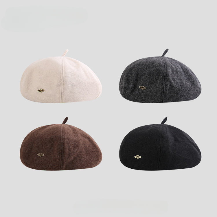 流行帽子|2025秋季新款毛呢貝雷帽女顯臉小百搭休閒畫家帽復古英倫風八角帽「C5489」25.08-3