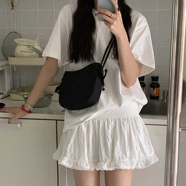 日韓流行|韓版ins小眾芭蕾風女包2024新款蝴蝶結尼龍單肩腋下包手提斜背包「9433#」24.07-4