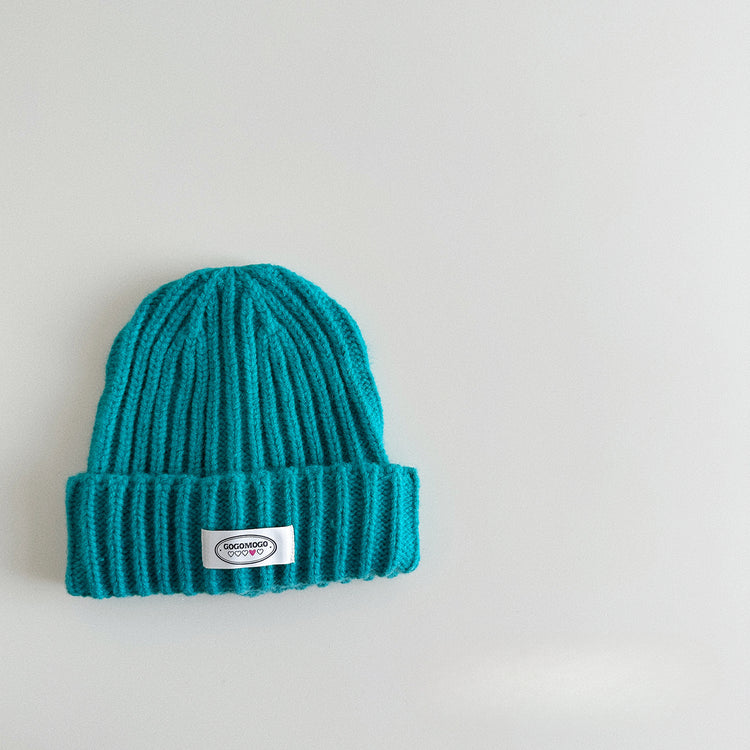 流行帽子|24年秋~字母布標純色毛線帽兒童護耳針織冷帽男女童寶寶保暖帽子「3103SG7」24.10-1