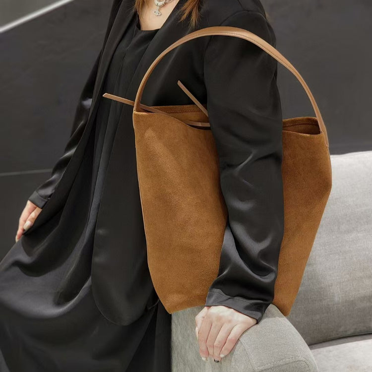 質感真皮 | 磨砂皮質感復古包包女2024新款時尚大容量單肩子母包秋冬百搭水桶「31001」24.08-3