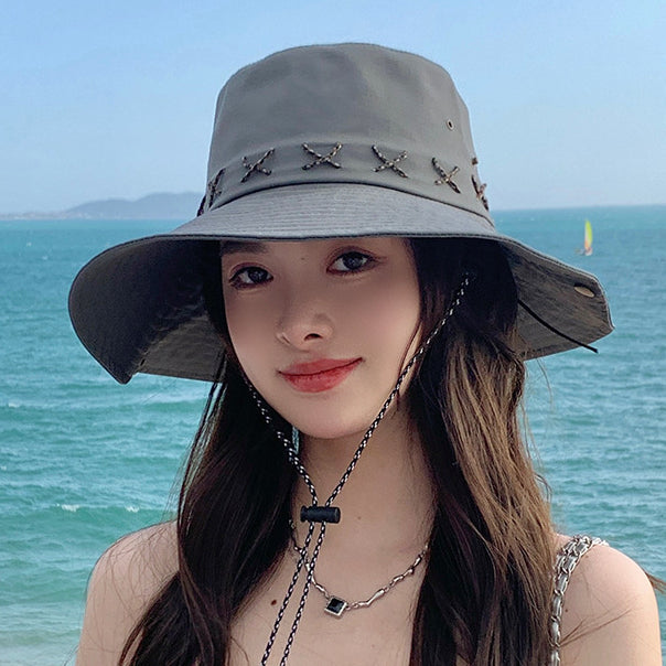 流行帽子|夏季露營帽復古西部牛仔大帽簷遮陽防曬戶外登山帽子釣魚漁夫帽「C3697」24.03-2