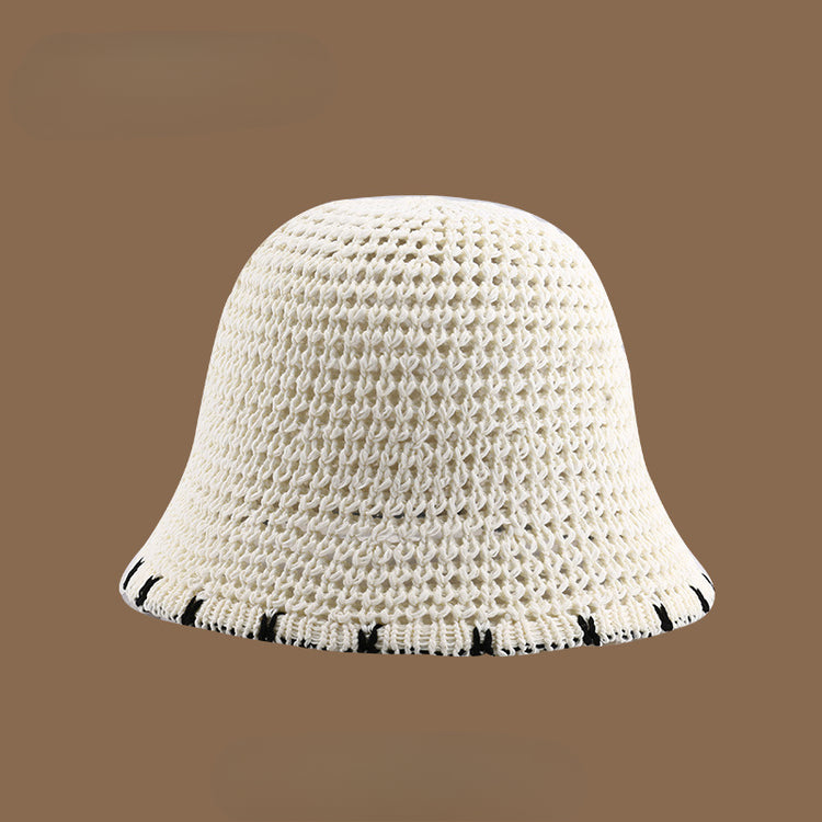 流行帽子|夏季新款鏤空透氣帽子女編織草帽遮陽沙灘水桶帽海邊太陽帽子批發「C5038」25.05-2