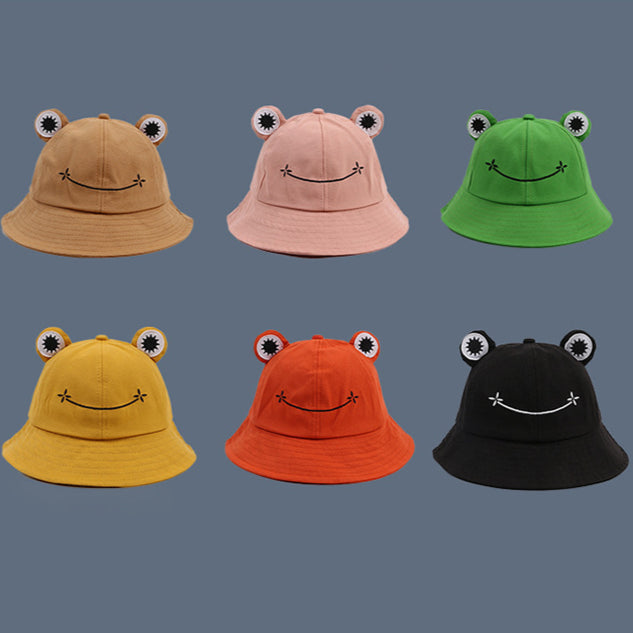 流行帽子|夏季帽子女親子款青蛙漁夫帽韓版百搭可愛遮陽帽大眼睛盆帽小清新「A06321」24.12-1