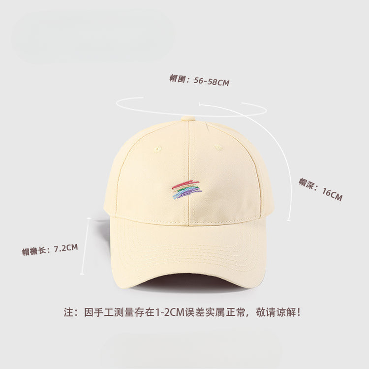 流行帽子 | 黃色棒球帽子女彩色線條韓版遮陽帽學生情侶街頭時尚日系鴨舌帽男「C5240」25.04-5