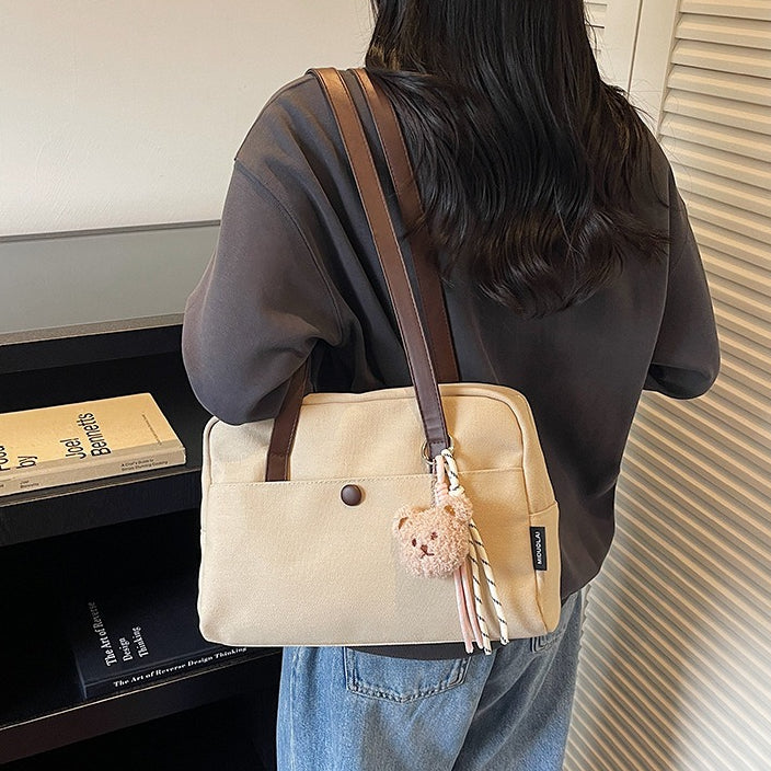 致青春|大容量帆布包女2025新款復古洋氣單肩包上班通勤托特包「6673-125」25.10-4