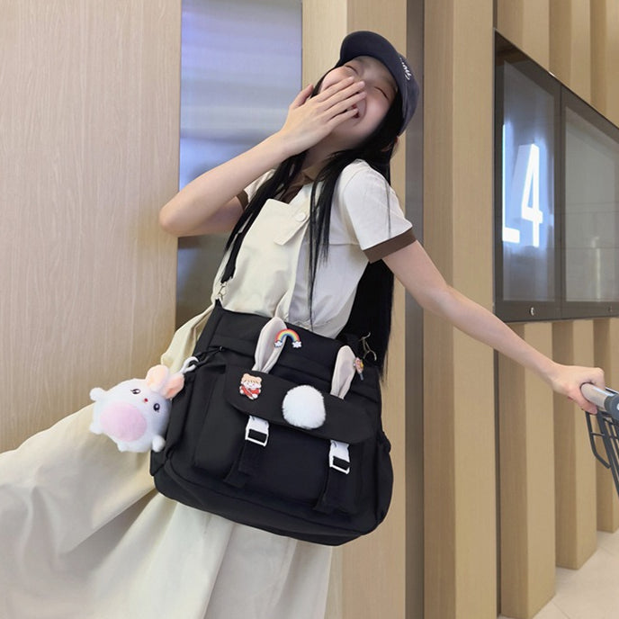 致青春|大容量包包女斜挎2025新款單肩包少女學生可愛兔耳朵高中生肩背包「802-119」25.10-2
