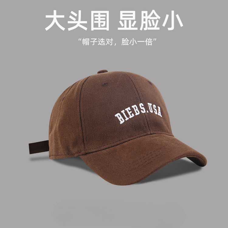 流行帽子|大頭圍顯臉小帽子女美式休閒棒球帽學生情侶百搭鴨舌帽戶外遮陽帽「C5106」25.03-3