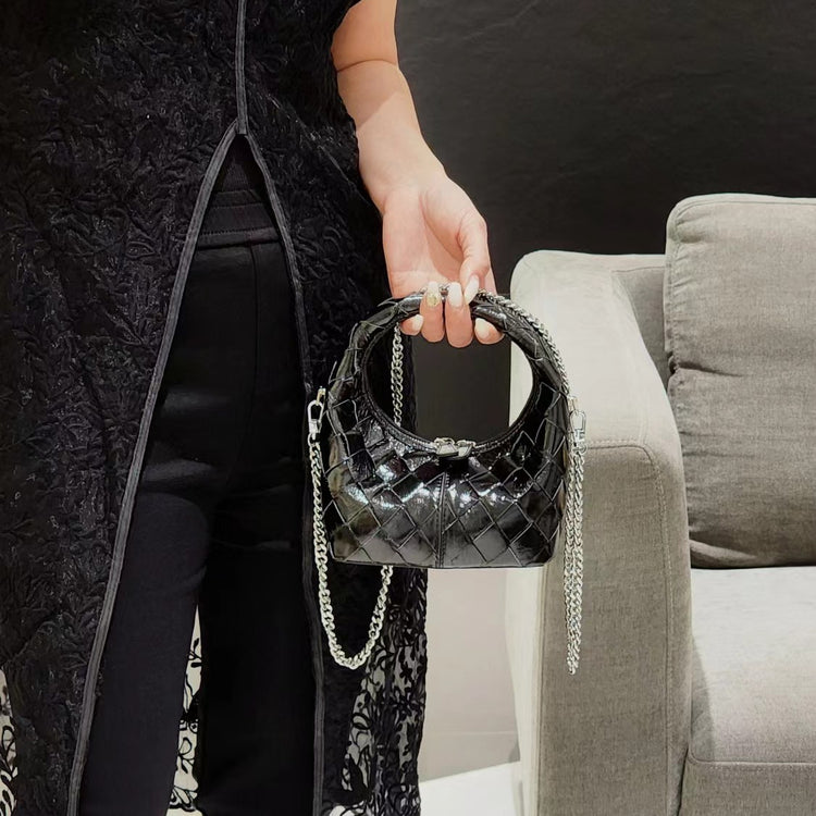 質感真皮|2024新牛皮手腕真皮便當訂製編織女包潮流歐美手柄單肩斜挎包「3328」24.04-4