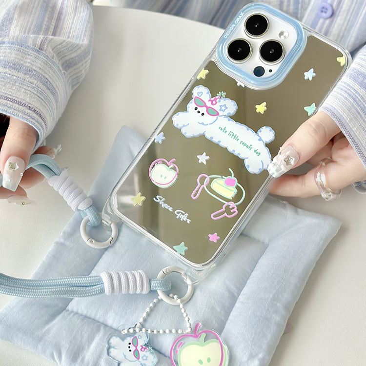 手機殼|15/14pro蘋果手機殼夏天13適用iPhone14pro掛繩鏡面殼12/11女「LR0852」24.07